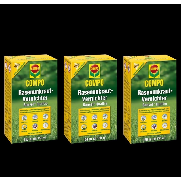 3 x Compo Rasenunkraut-Vernichter Banvel Quattro 150 ml