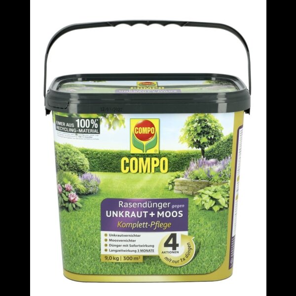Compo Floranid Rasendünger gegen Unkraut + Moos 9 kg, 46 ...