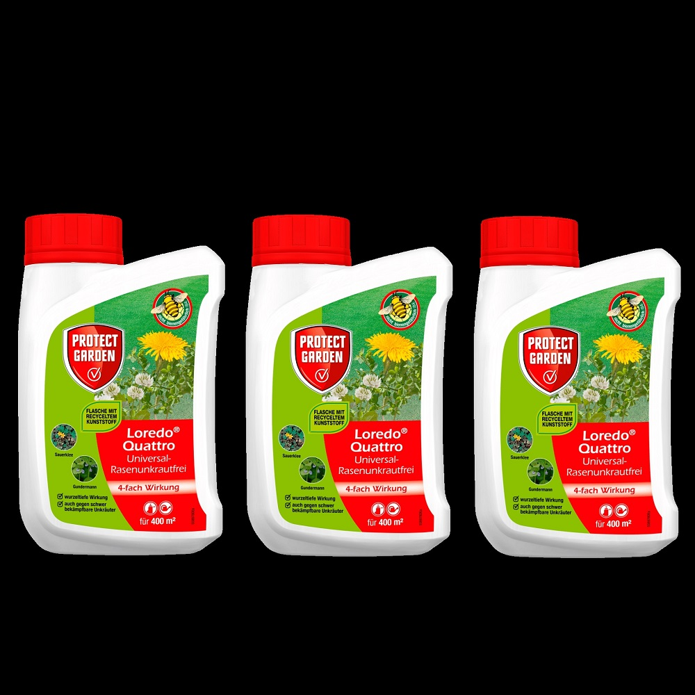 3 x Protect Garden Loredo QUATTRO UniversalRasenunkrautfrei 400 ml, 60
