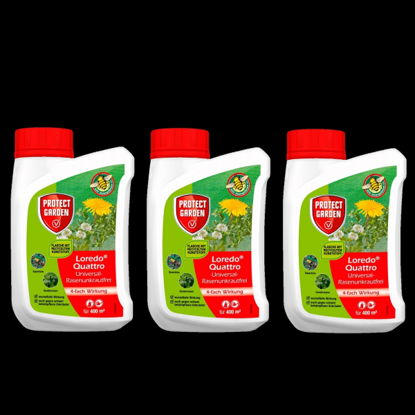 3 x Protect Garden Loredo QUATTRO Universal-Rasenunkrautfrei 400 ml