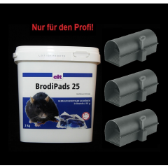 SET BrodiPads 25 Brodifacoum 3 kg + 3 K&ouml;derstationen...