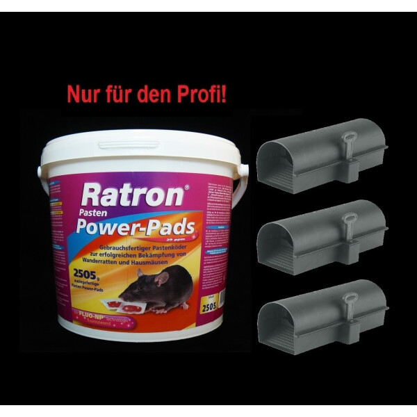 SET Ratron Pasten Power-Pads 29 ppm 2505 g + 3 Köderstationen BlocBox Alpha