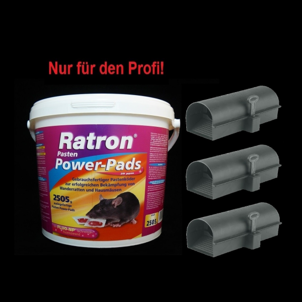 SET Ratron Pasten Power-Pads 29 ppm 2505 g + 3 Köderstationen BlocBox Alpha
