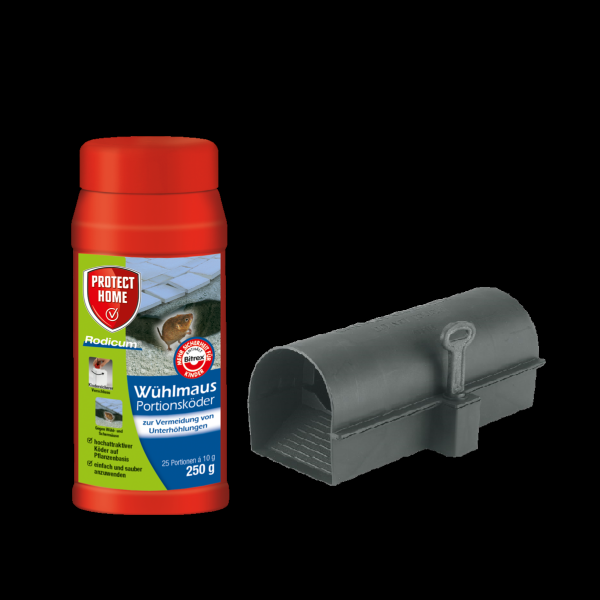 SET Protect Home Rodicum WÜHLMAUS Portionsköder 250 g + 1 Köderstation BlocBox Alpha