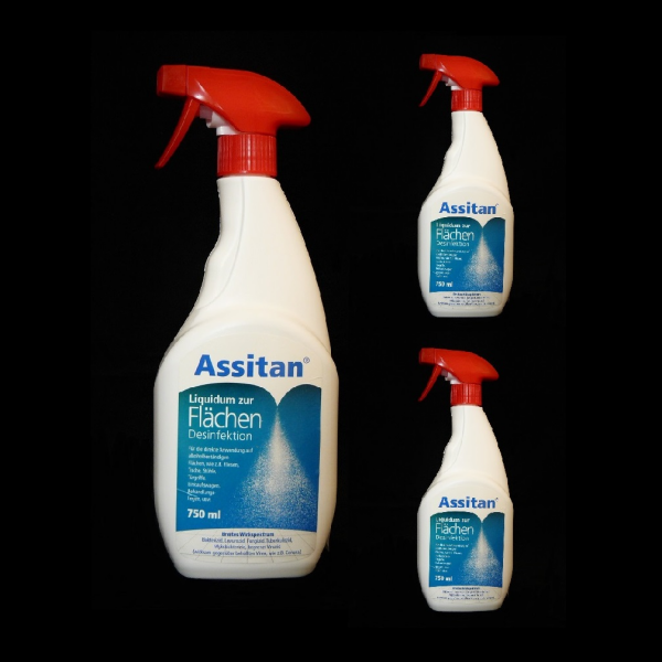 3 x Assitan Liquidum FL&Auml;CHEN-Desinfektion 750 ml Pumpsprayflasche