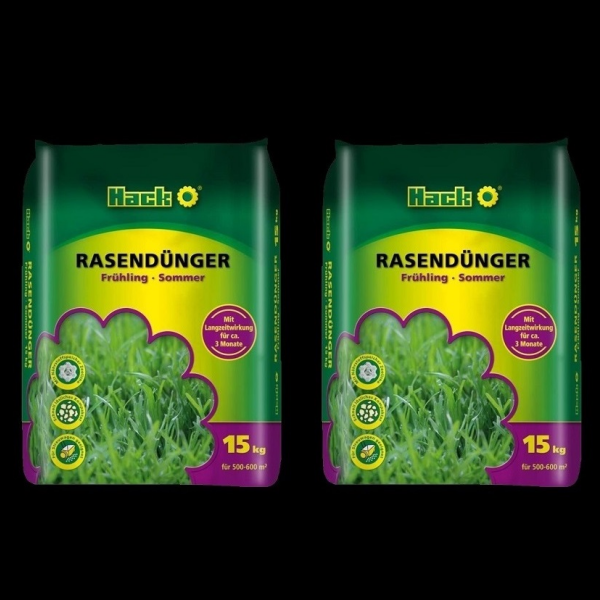 2 x Hack Rasendünger Frühling-Sommer 15 kg