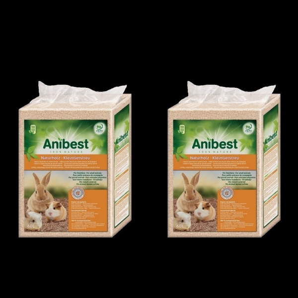 2 x Anibest Naturholz-KLEINTIERSTREU 60 L