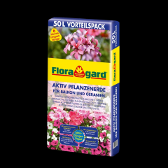 Floragard Aktiv Pflanzenerde für Balkon und Geranien Vorteilspack 50 L