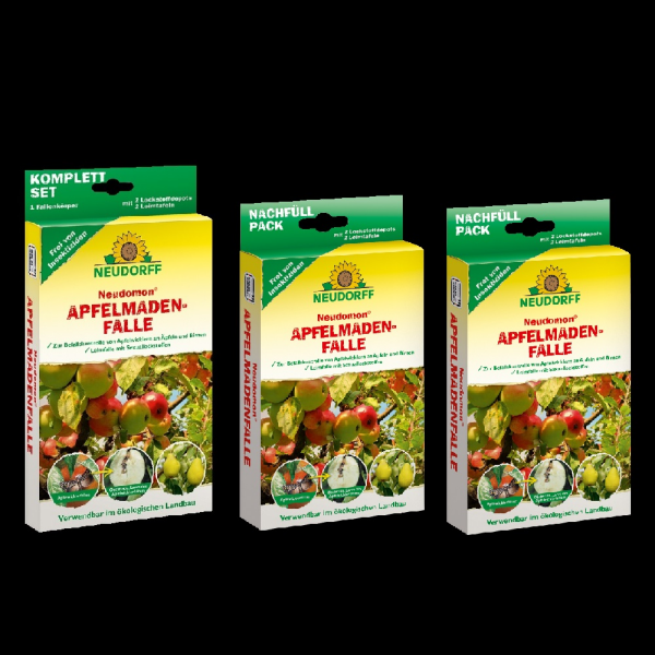 SET Neudorff Neudomon ApfelmadenFalle KOMPLETT-SET + 2 NACHFÜLLPACKS