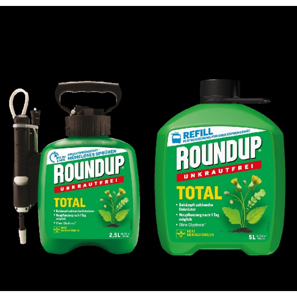SET Roundup Unkrautfrei TOTAL 2,5 L Druckspr&uuml;hsystem + 5 L Fertigmischung