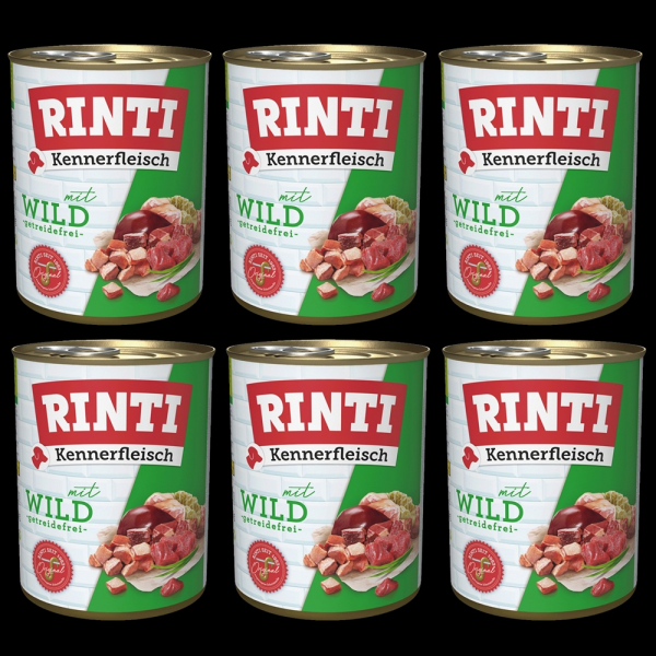 6 x Rinti Kennerfleisch mit WILD 800 g